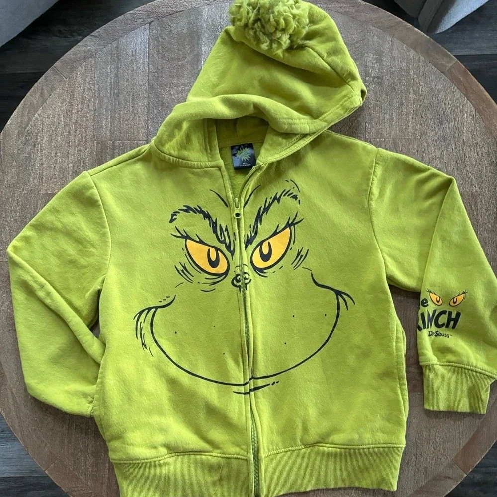 Children's The Grinch zip-up hoodie Medium (8)